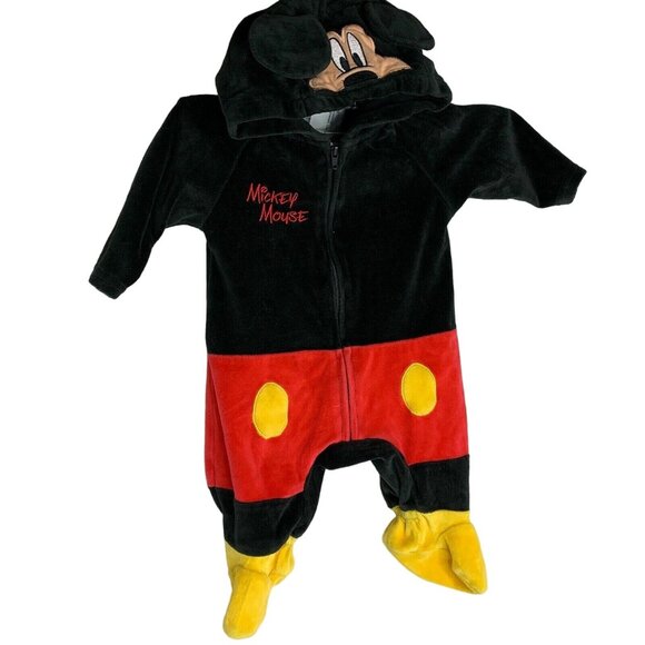 Disney Infant 0 3 mos Mickey Mouse Costume Dress Up Jumper w ears Halloween - Picture 1 of 2